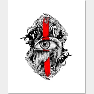 Red inked Eye Posters and Art